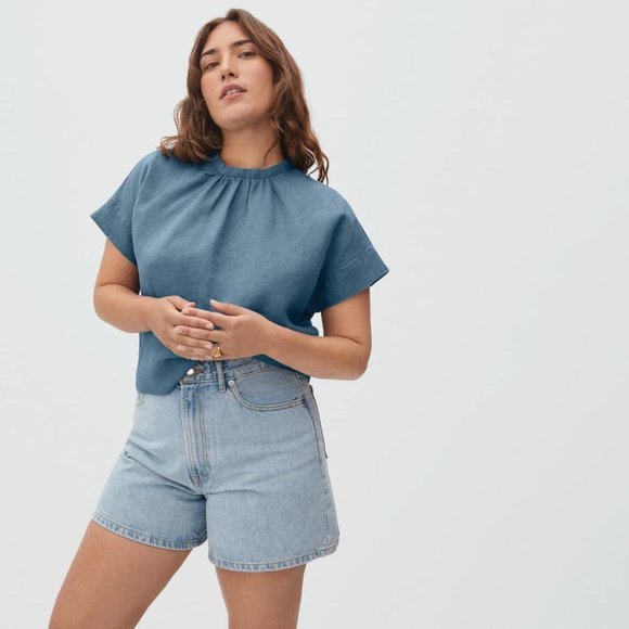 Everlane Tops - Everlane - The Linen Drape Top in Aegean
